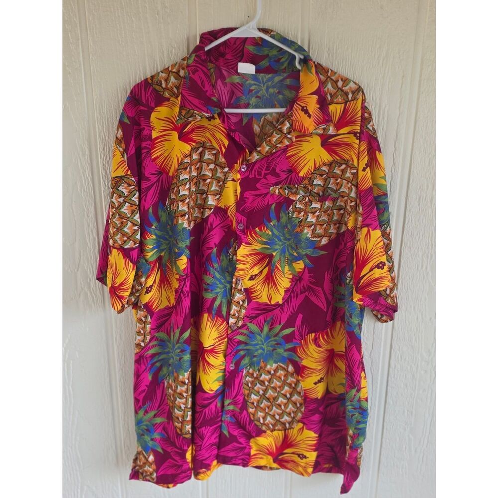 Men's King Kameha Floral Pineapple Hawaiian Shirt, Size 5XL